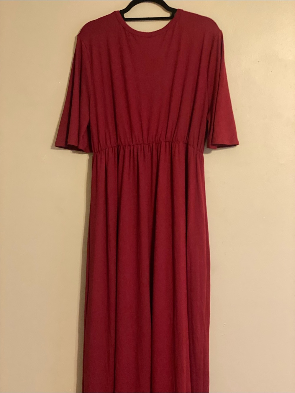 2XL Maxi Dress Burgundy V-Neck Button Front - Picture 5 of 16